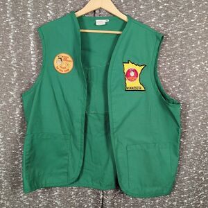 Vintage Good Sam Club RV Minnesota Souvenir Patch‎ Collection Vest Green Size XL